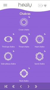 Chakras: Crown Chakra, Third eye chakra, Throat chakra, Heart chakra, Solar plexus chakra, Sacral chakra, Root Chakra